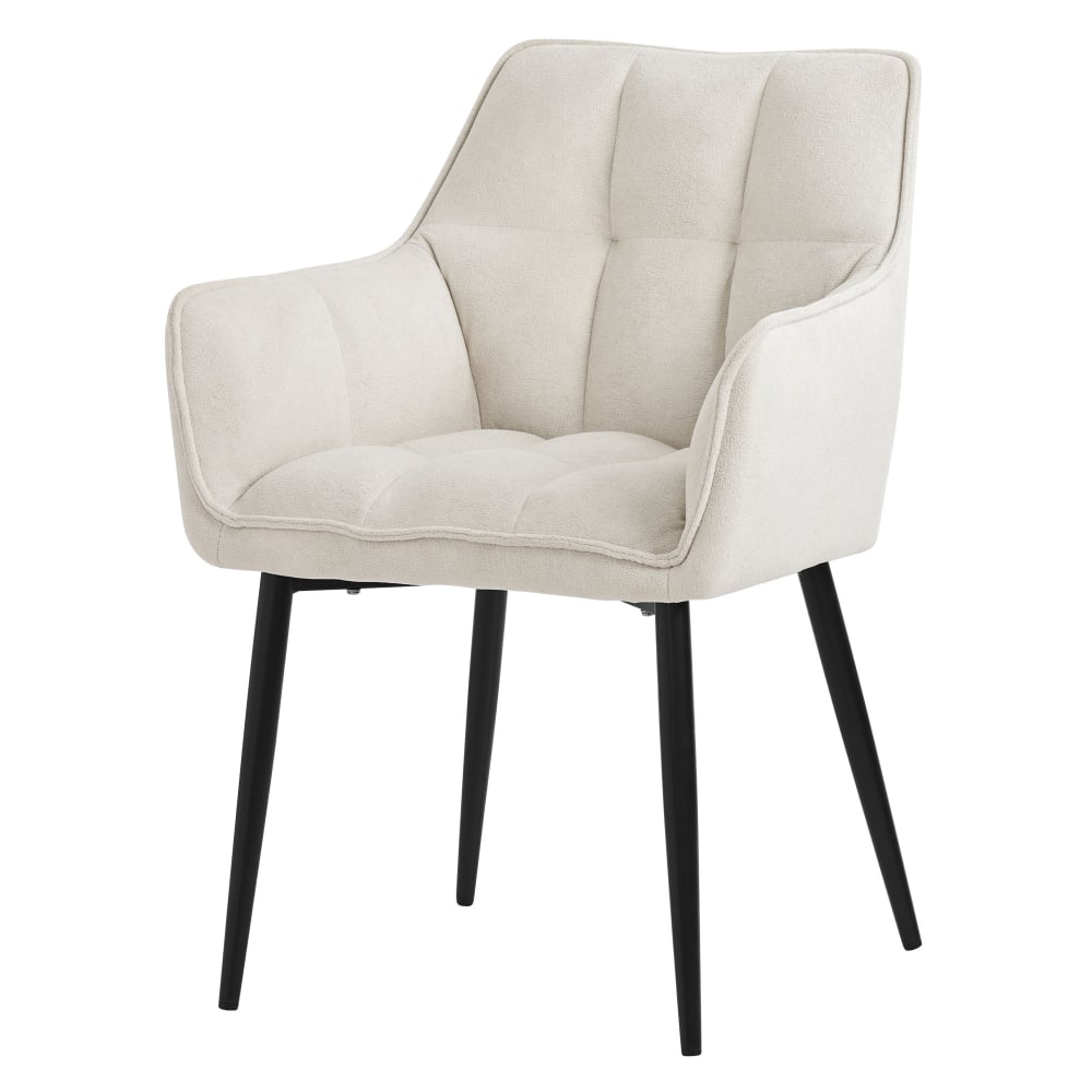 ML-Design Esszimmerstuhl Creme Frotteestoff Gepolstert Metallbeinen Armlehnen Beige Baumwolle