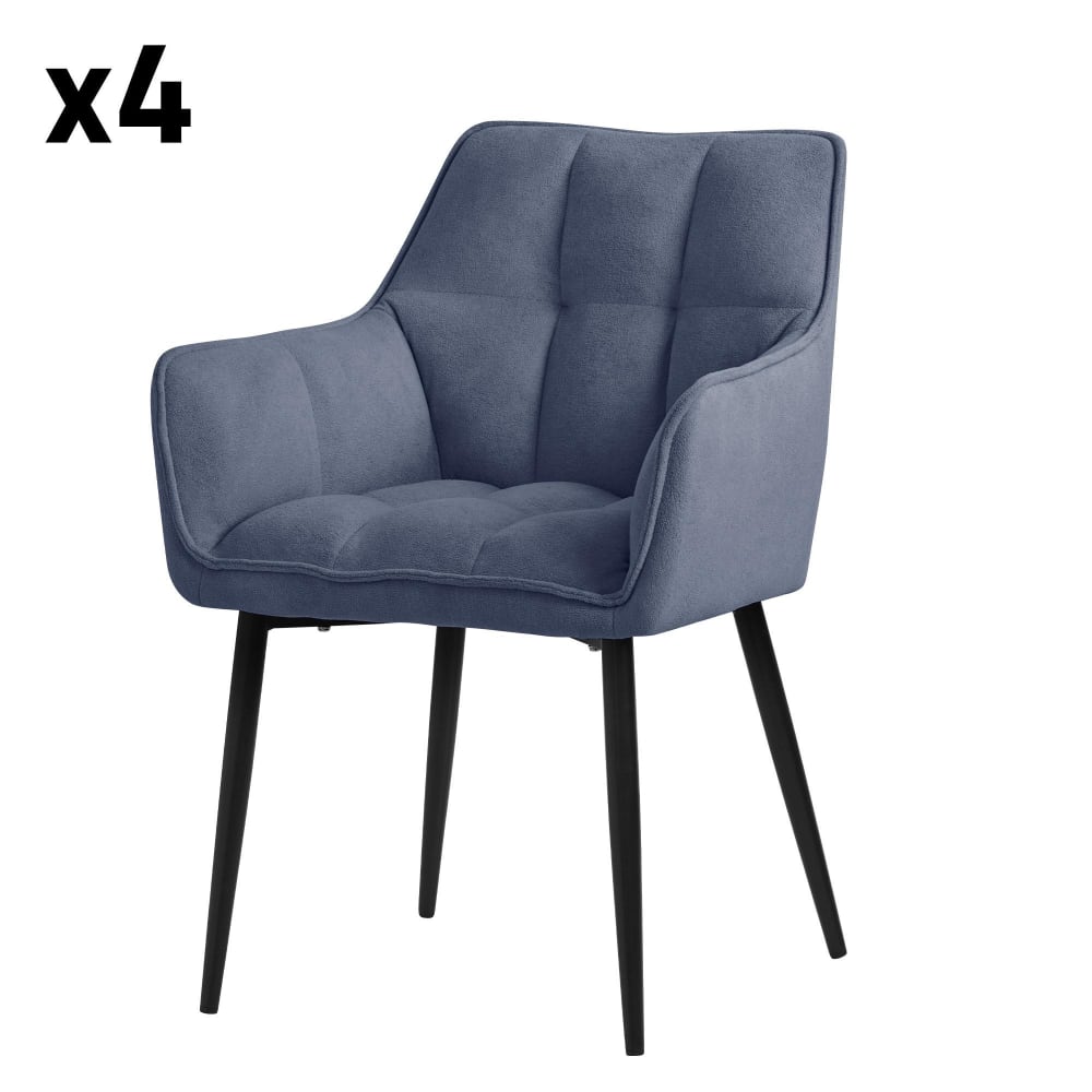 ML-Design Esszimmerstühle 4er Set Blau Frotteestoff Gepolstert Metallbeinen Blau Baumwolle