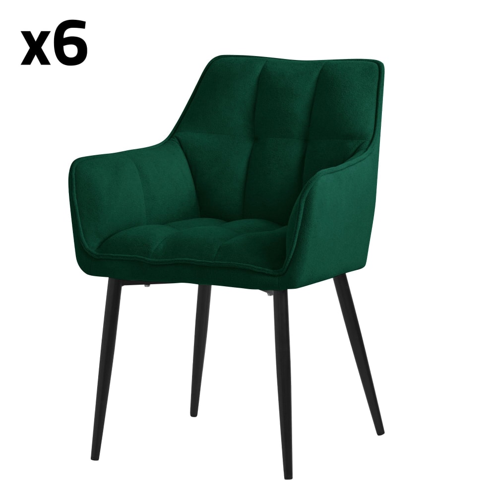 ML-Design Esszimmerstühle 6er Set Dunkelgrün Frottee Gepolstert Metallbeinen - Baumwolle