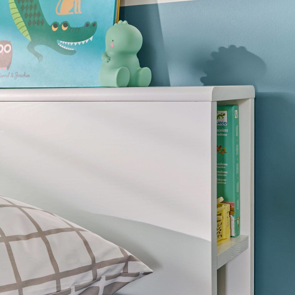 Lit rangement effet bois blanc et tiroir bois 90 x 190 cm (CAMIF) - Image 2