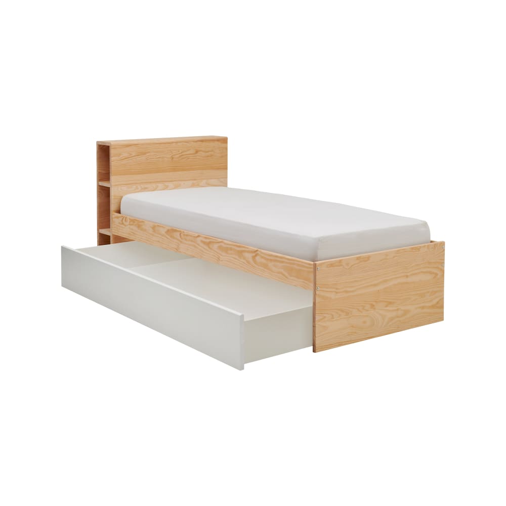 CAMIF - Lit rangement effet bois et tiroir blanc 90 x 190 cm