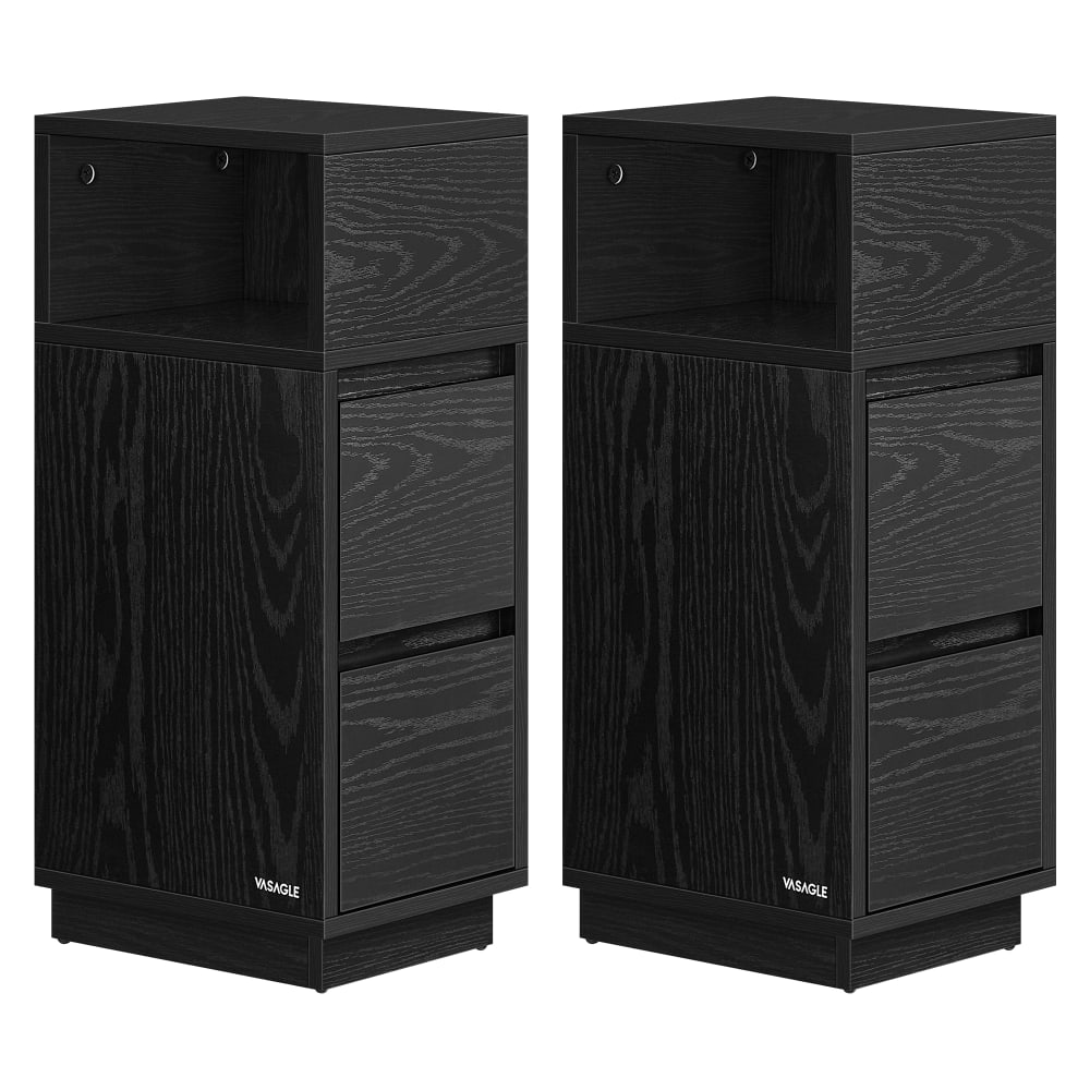 VASAGLE Lots de 2 tables de chevet étroites montage à gauche ou à droite noir style contemporain - Panneau De Particules