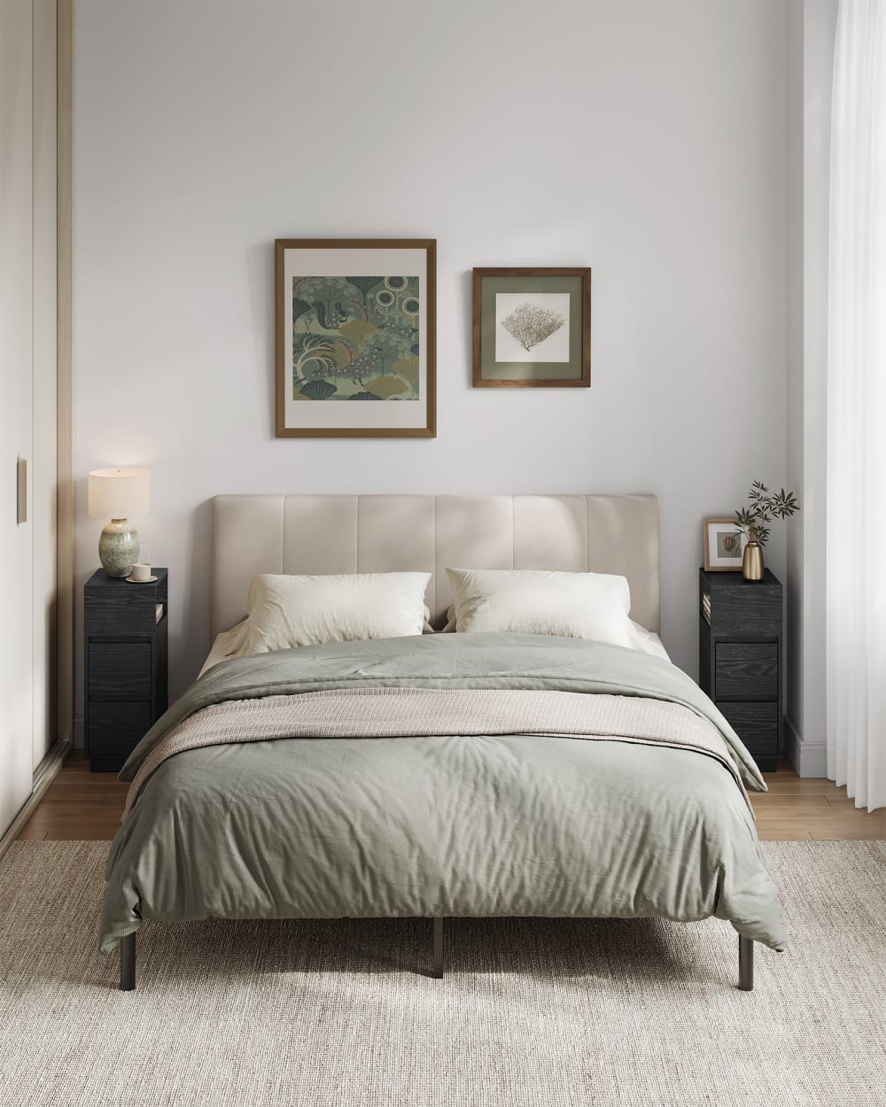 Lots de 2 tables de chevet étroites montage à gauche ou à droite noir - Maisons du Monde