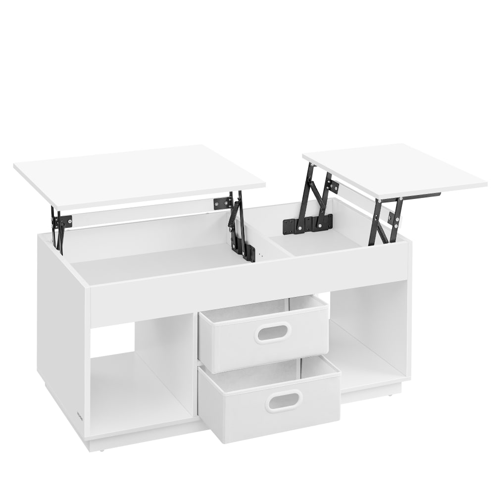 VASAGLE Table basse relevable moderne avec rangement 100 x 50 x 48-62 cm blanc style contemporain Blanc Panneau De Particules - 100x62x50cm