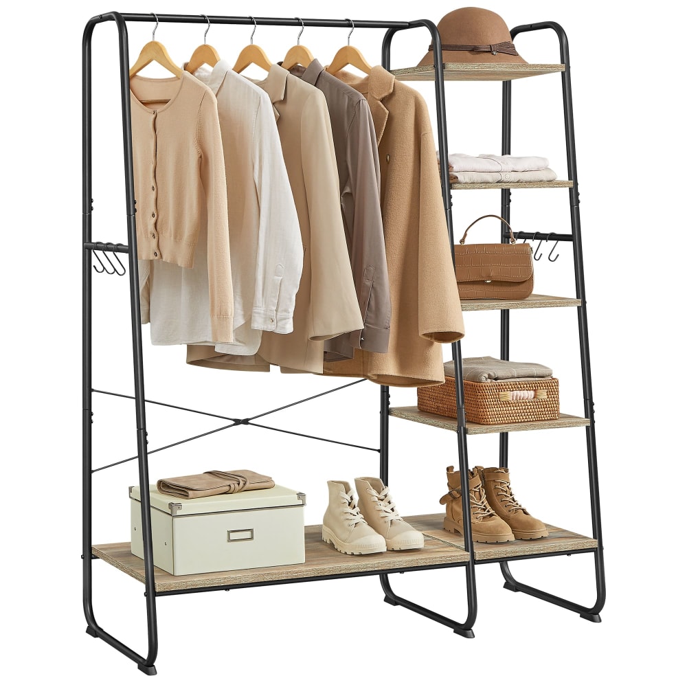 Portant à vêtements ouvert 120 x 45 x 160 cm noir et marron - Maisons du Monde