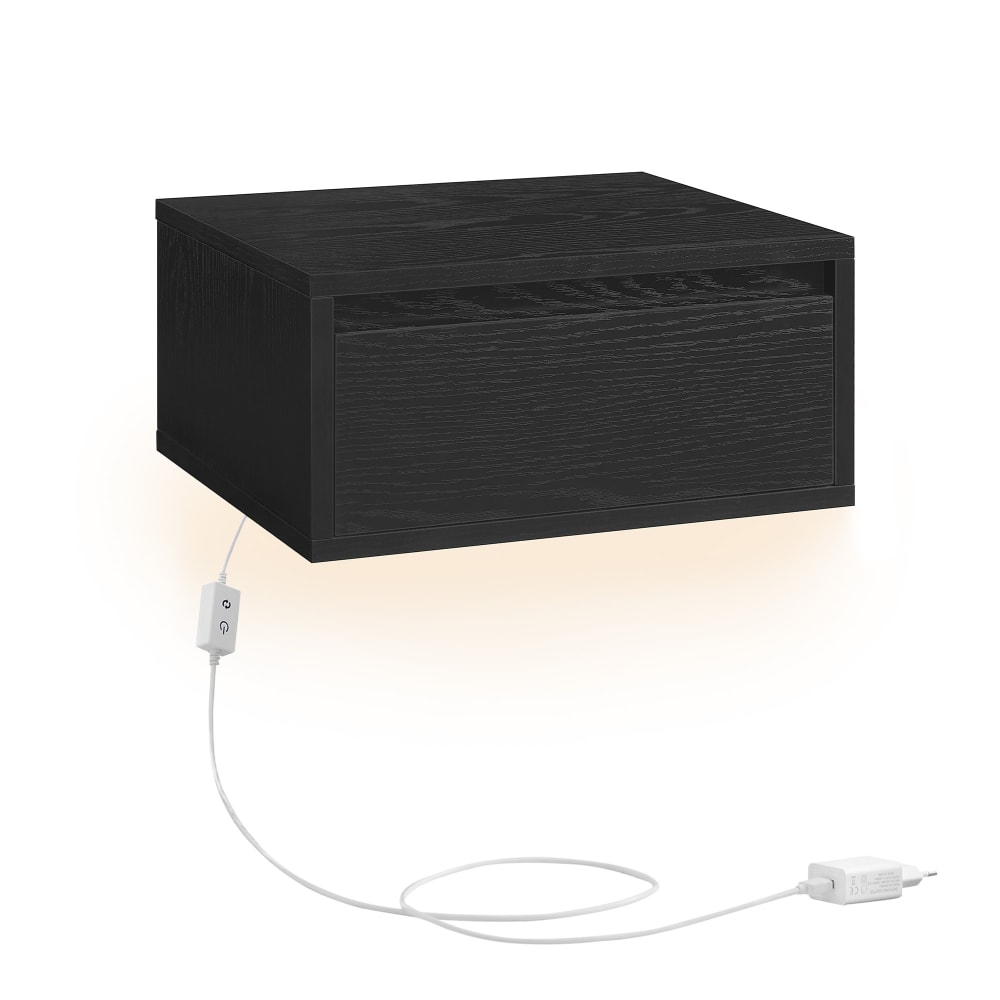 Table de chevet suspendue 35 x 40 x 18 cm noir boisé