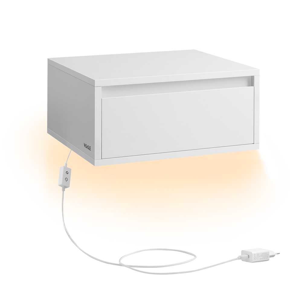 Table de chevet suspendue 35 x 40 x 18 cm blanc nuage