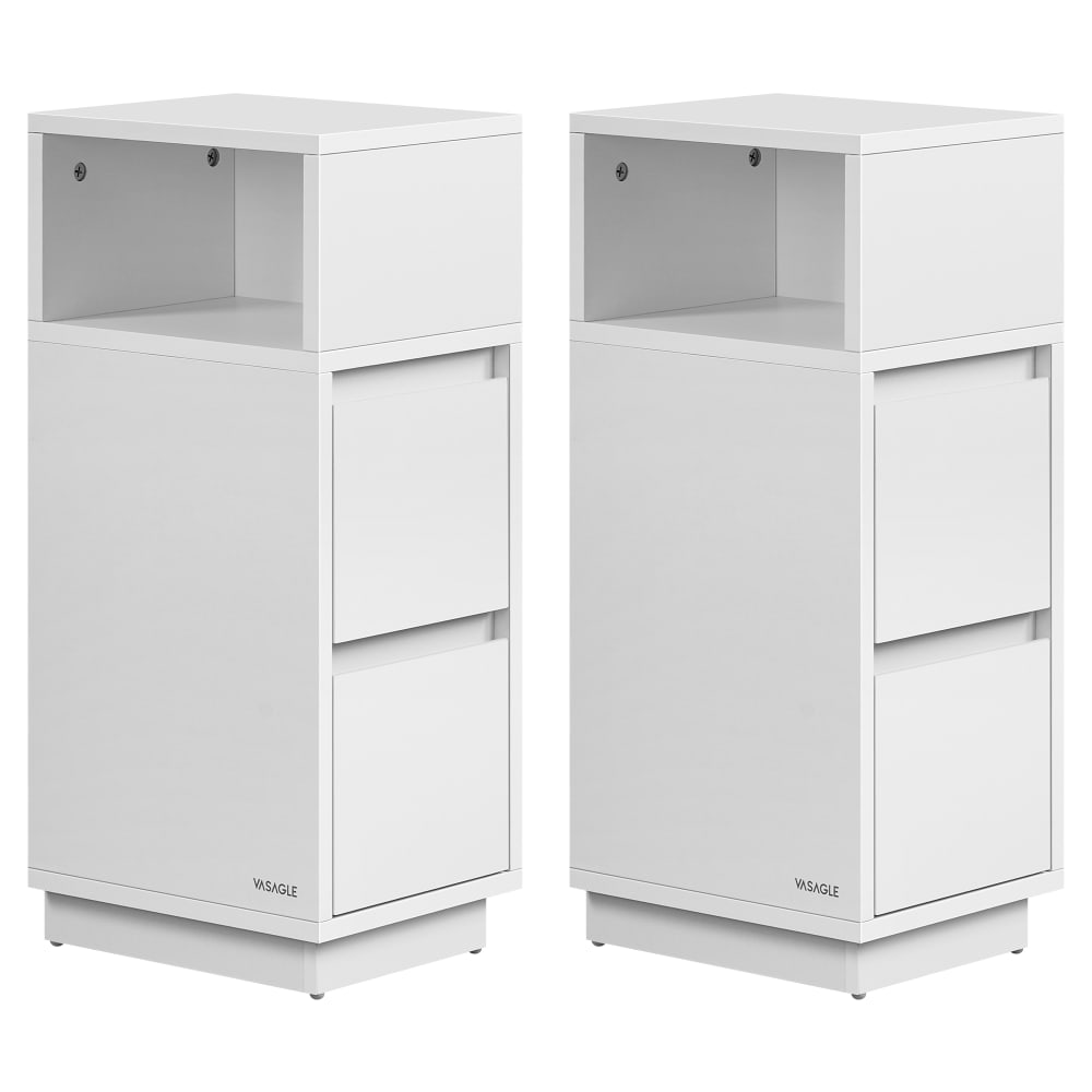 VASAGLE Lots de 2 tables de chevet étroites montage à gauche ou à droite blanc style contemporain - Panneau De Particules