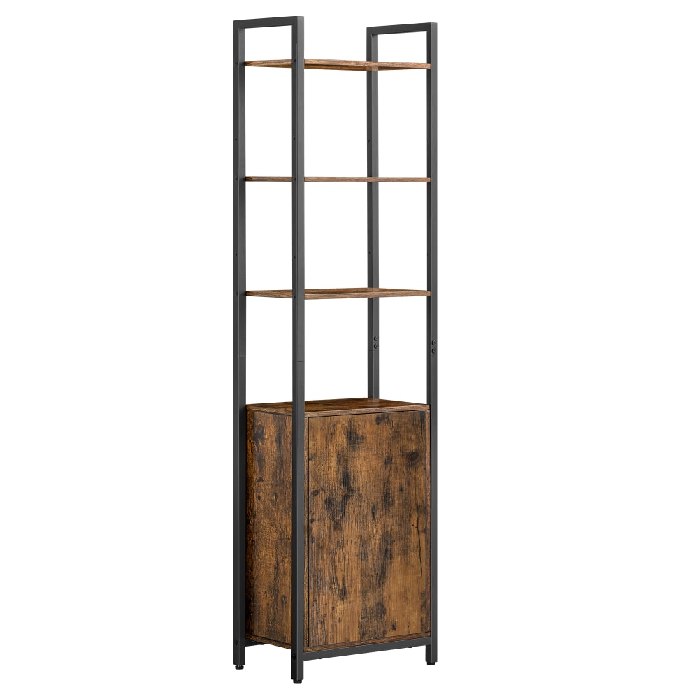 Bibliothèque haute avec porte 24 x 40 x 159.5 cm marron et noir