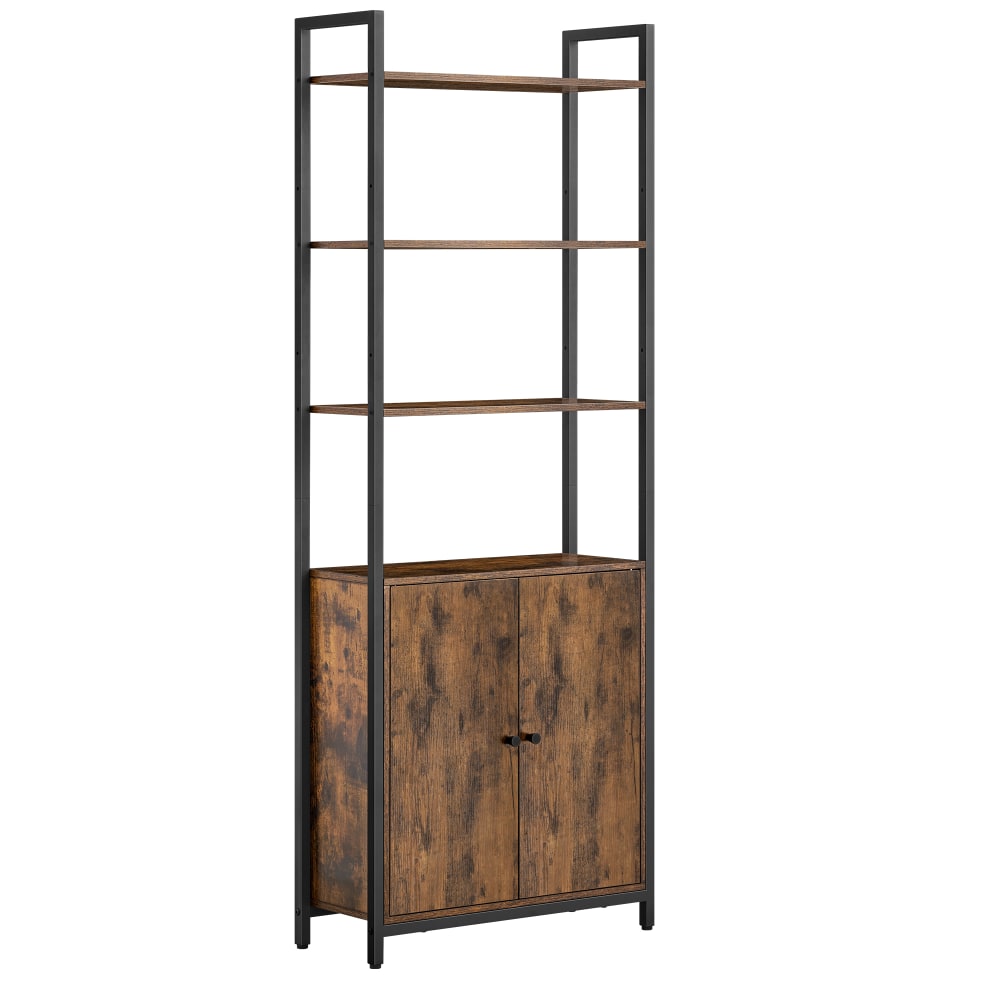 VASAGLE Bibliothèque haute avec portes 60 x 24 x 159.5 cm marron et noir style industriel Marron Panneau De Particules - 60x160x24cm