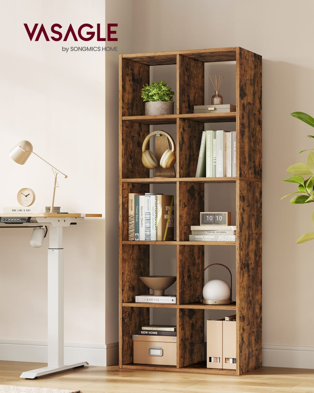 Étagère à 10 cubes polyvalente pour salon bureau chambre marron - Maisons du Monde