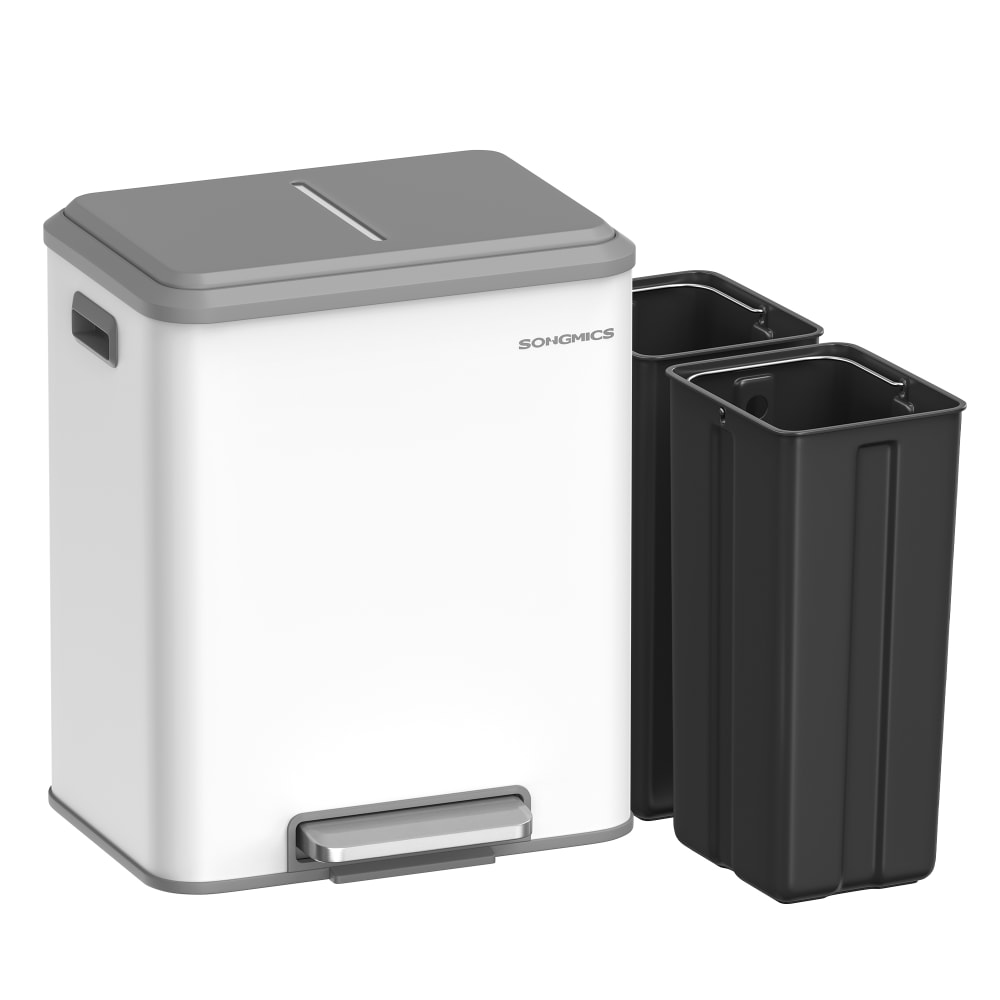 Poubelle de cuisine 2 x 15 l acier fermeture douce blanc nuage Poubelle de cuisine 2 x 15 l acier fermeture douce blanc nuage