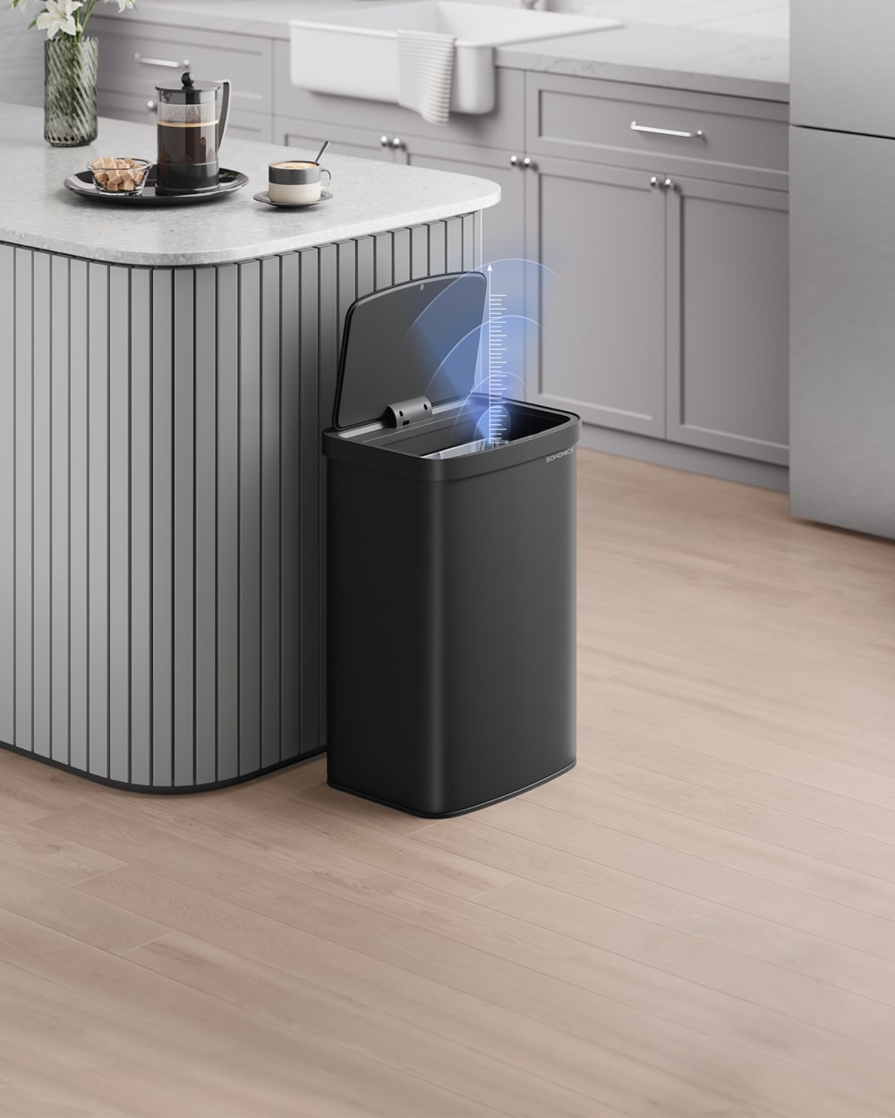 Poubelle de cuisine automatique 50L filtres à charbon noir d'encre