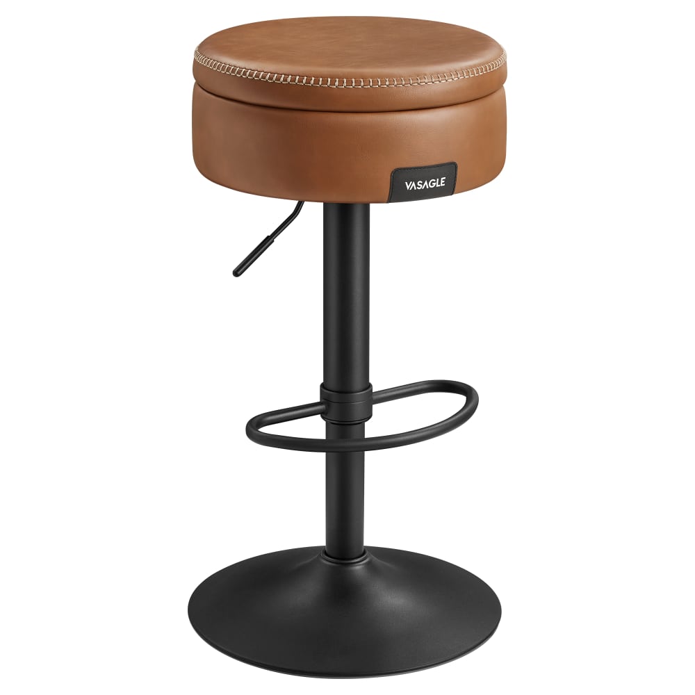 Tabouret de bar pivotant à 360° hauteur réglable marron caramel