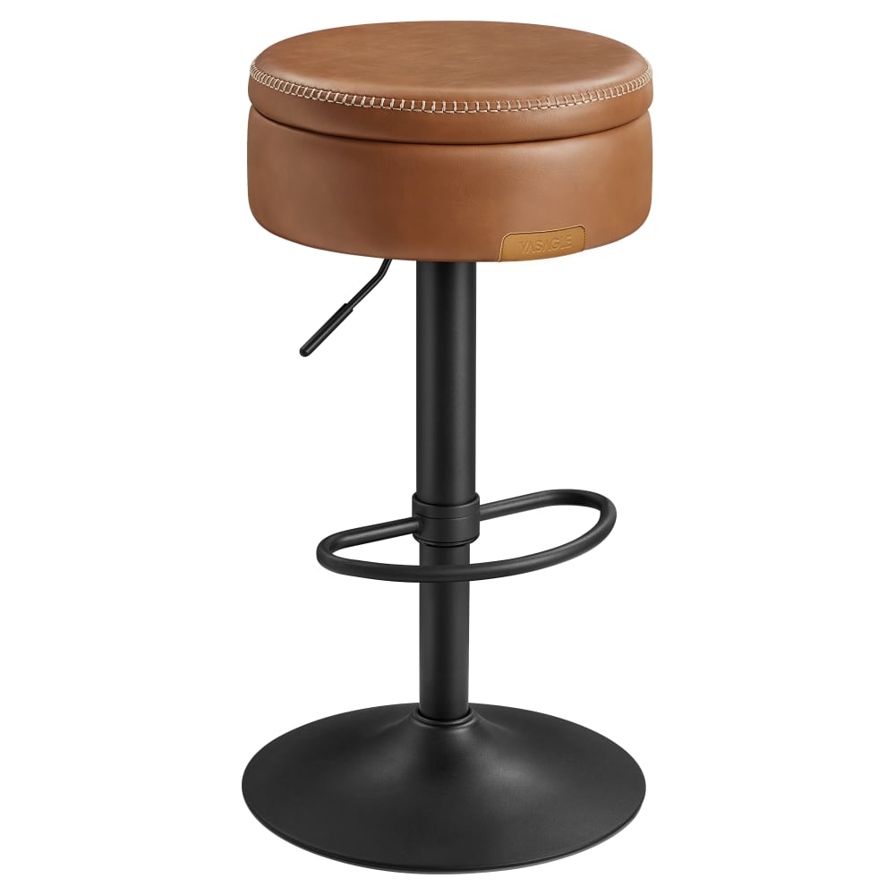 VASAGLE Tabouret pivotant à 360 de bar réglable marron et noir style vintage Marron Acier - 41x81x41cm
