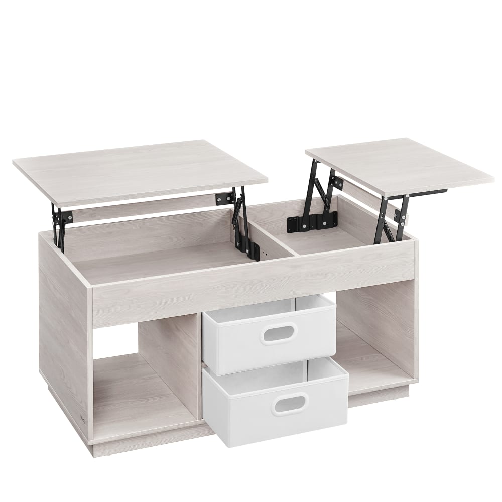VASAGLE Table basse de salon relevable 100 x 50 x 48-62 cm beige et blanc style contemporain Beige Panneau De Particules - 100x62x50cm