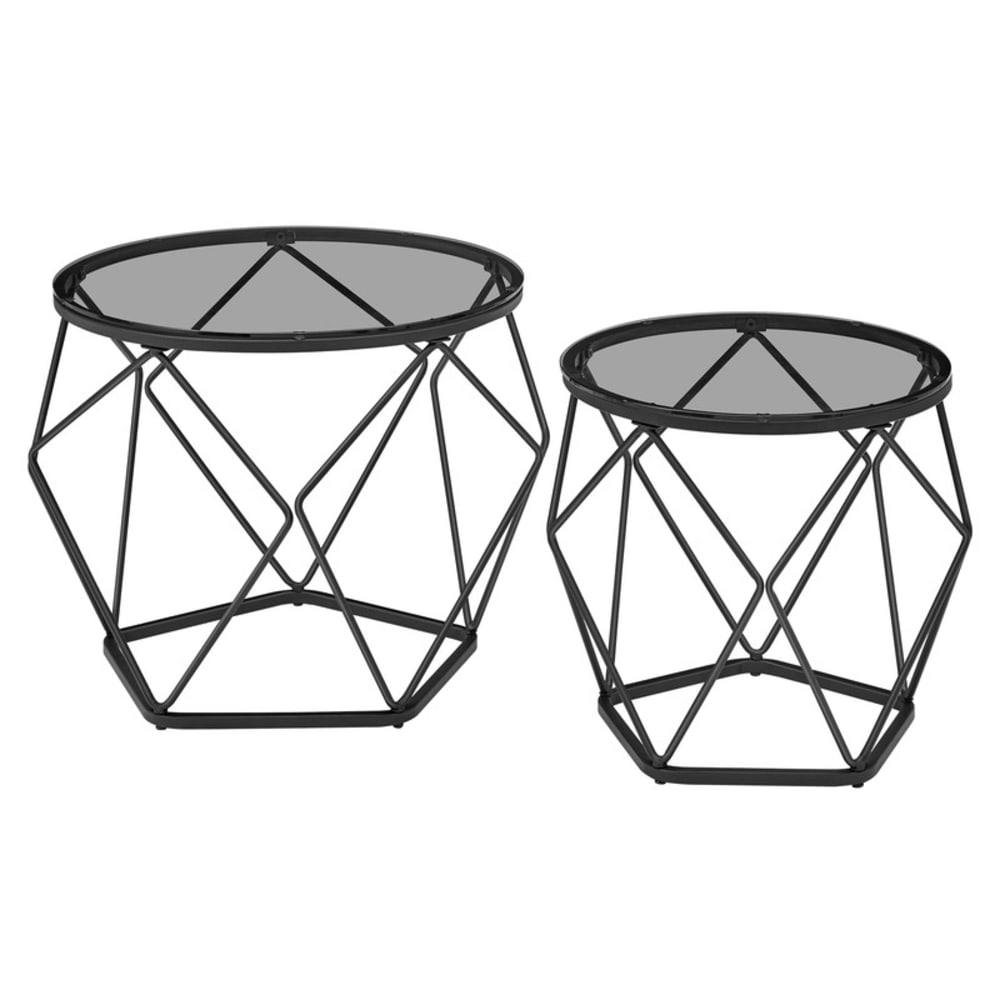 Table basse lot de 2 plateau amovible gris ardoise et noir d'encre
