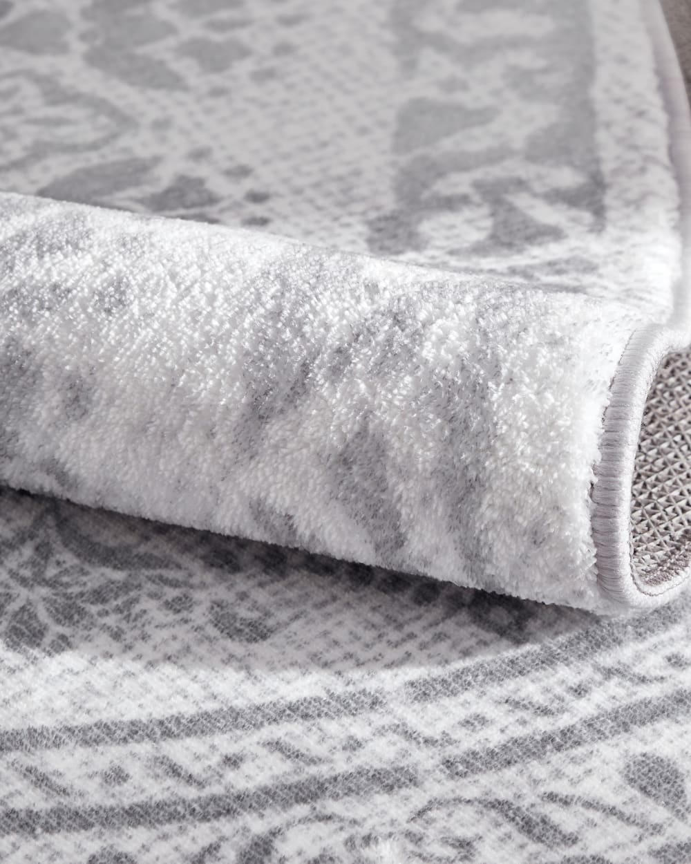 Tapis rond de 120 cm de diamètre style bohème gris tourterelle — vue 4