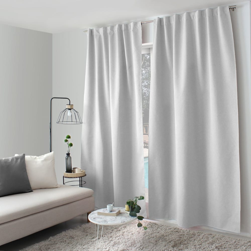 Home Maison Rideau occultant aspect chambray polyester blanc 140x240 cm style contemporain Certifié Oeko-Tex - Pes - Polyester