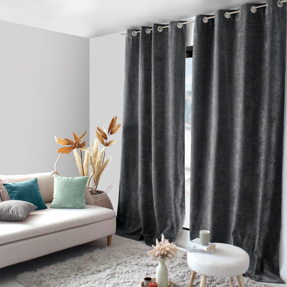 Rideau [ ]polyester[ ]gris foncé[ ]140 x 260
