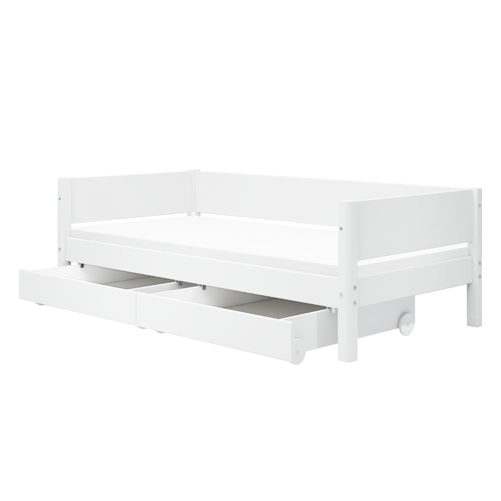 Lit-banquette tiroirs de rangement pin massif et medium blanc 90x200cm - Maisons du Monde