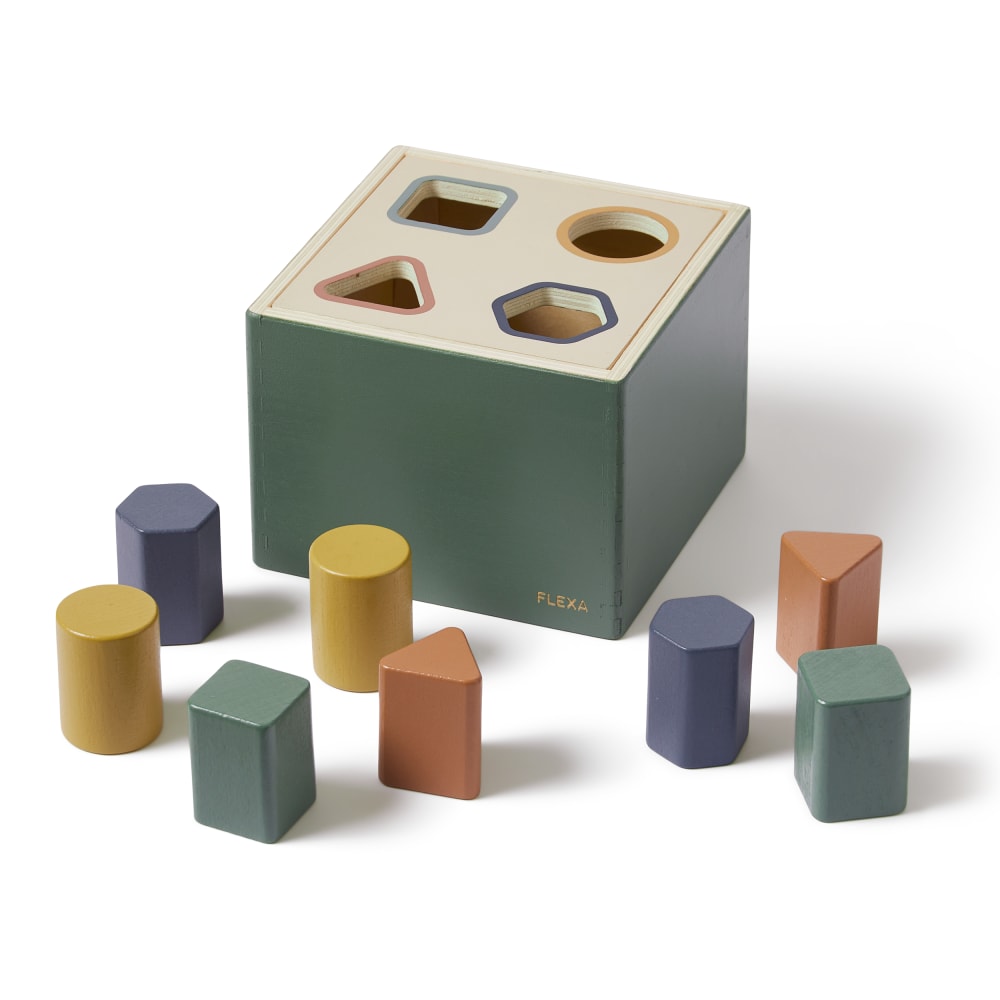 Flexa Boîte de tri de formes en bois multicolore 15x15cm Multicolore Bois - 15x11x15cm