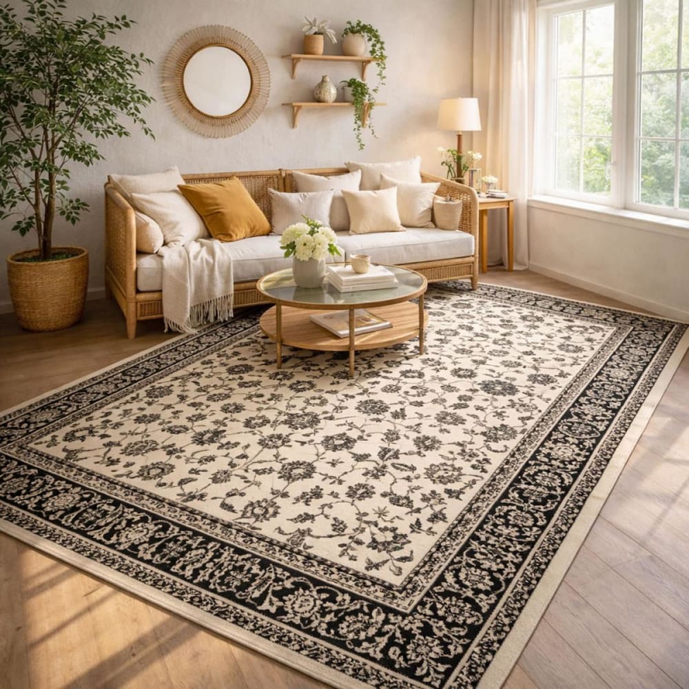 Tapis oriental motif ethnique, idéal pour un couloir, beige 140x200 - Maisons du Monde