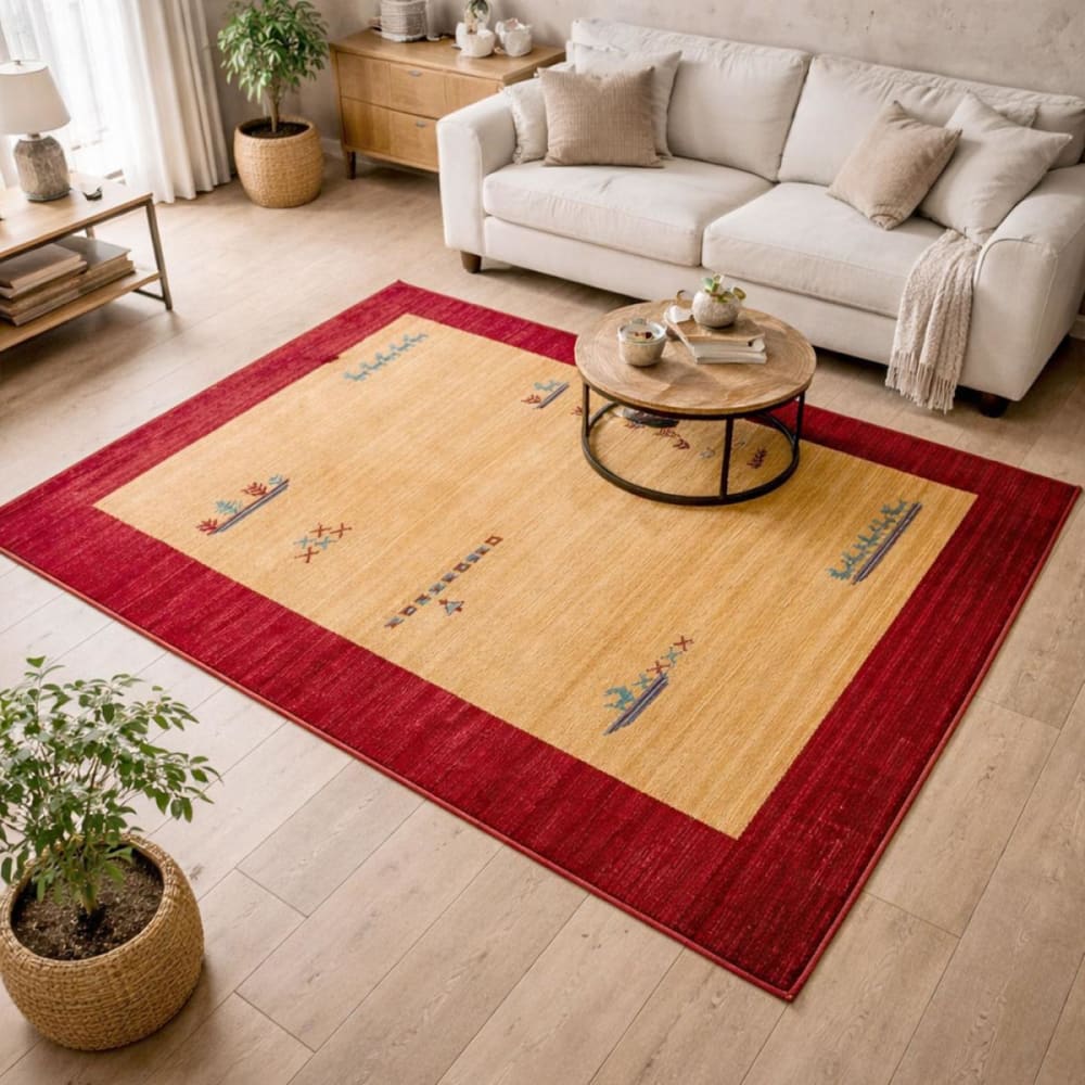 Tapis salon motif simple doux et soyeux, beige 120x180 - Maisons du Monde