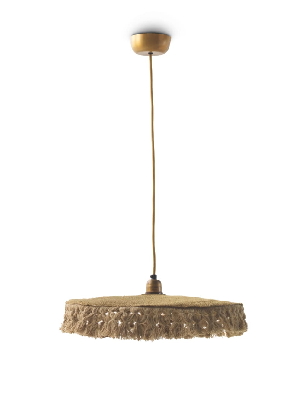 Plafonnier en fibres naturelles tressées avec franges
