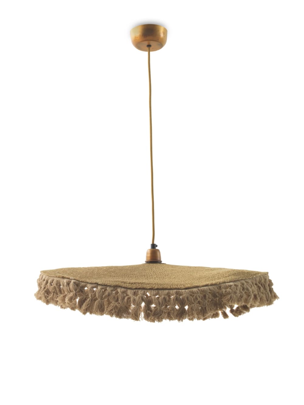 Plafonnier en fibres naturelles tressées avec franges