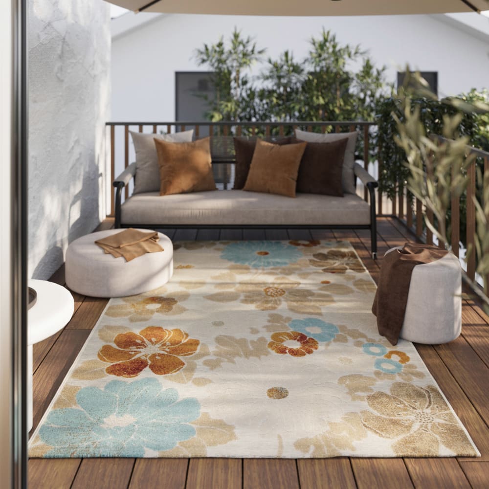 Tapis intérieur/extérieur vintage motif floral 80x230 — vue 3