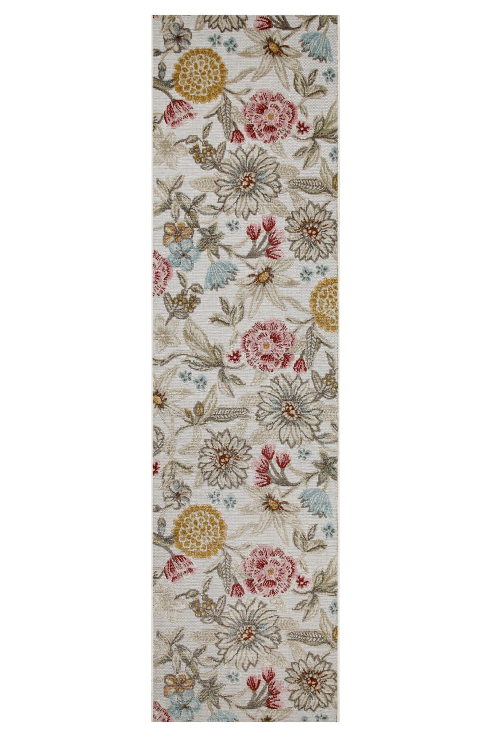 Tapis intérieur/extérieur bohème motif fleurs 80x230