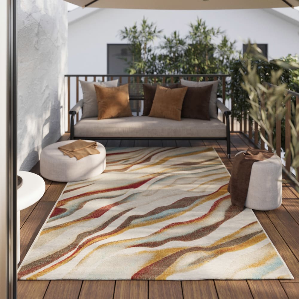Tapis intérieur/extérieur bohème motif psychédélique 80x230 — vue 3