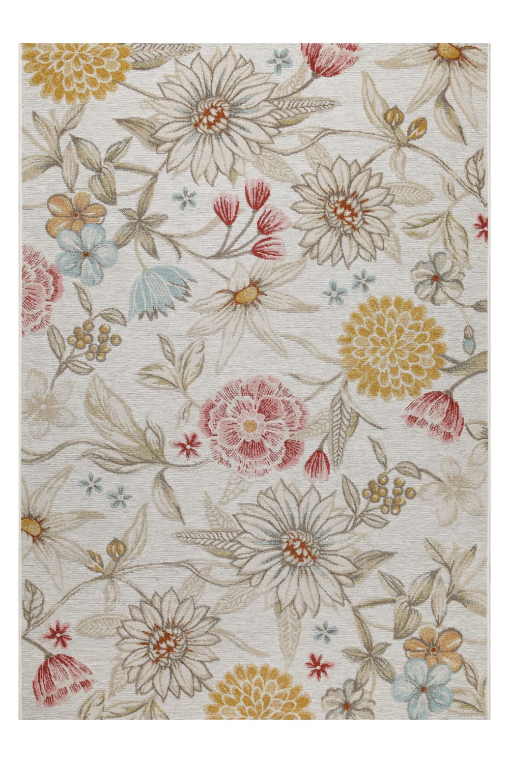 Wecon Home In & Outdoorteppich mit ländlichem Blumenmuster 240x340 style vintage Beige Öko-Tex Zertifikat Pvc - Polyvinlychlorid