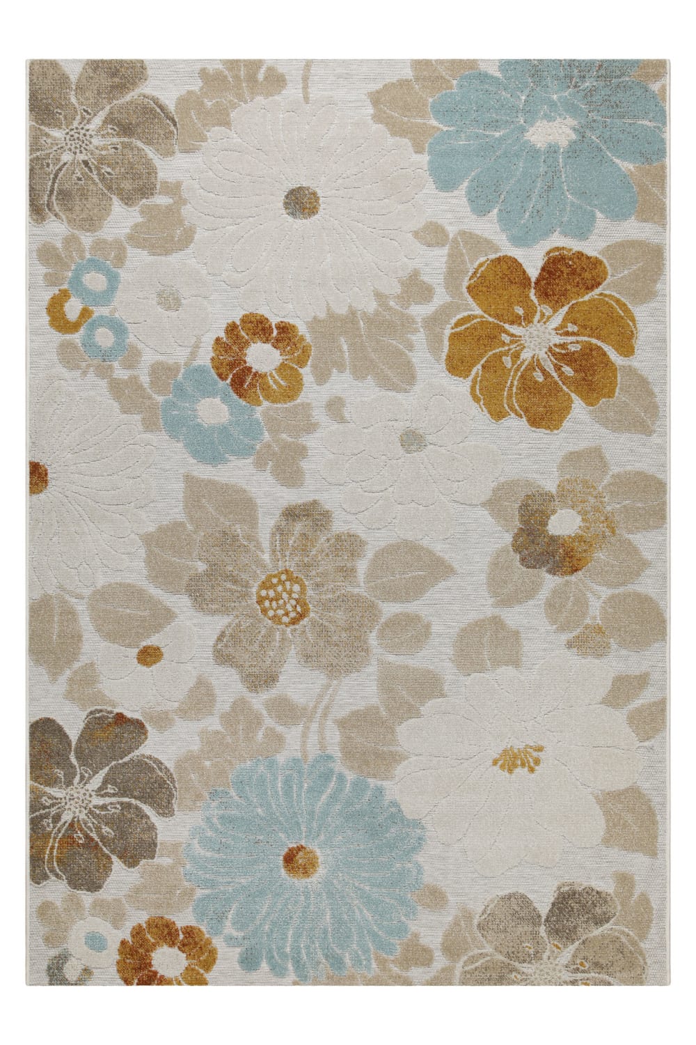 Wecon Home In & Outdoorteppich mit ländlichem Blumenmuster160x230 style vintage Beige Öko-Tex Zertifikat Pvc - Polyvinlychlorid