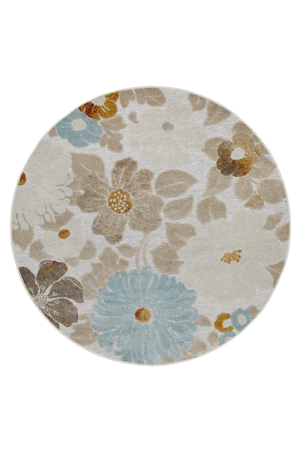 Tapis rond intérieur/extérieur rond vintage motif floral Ø160