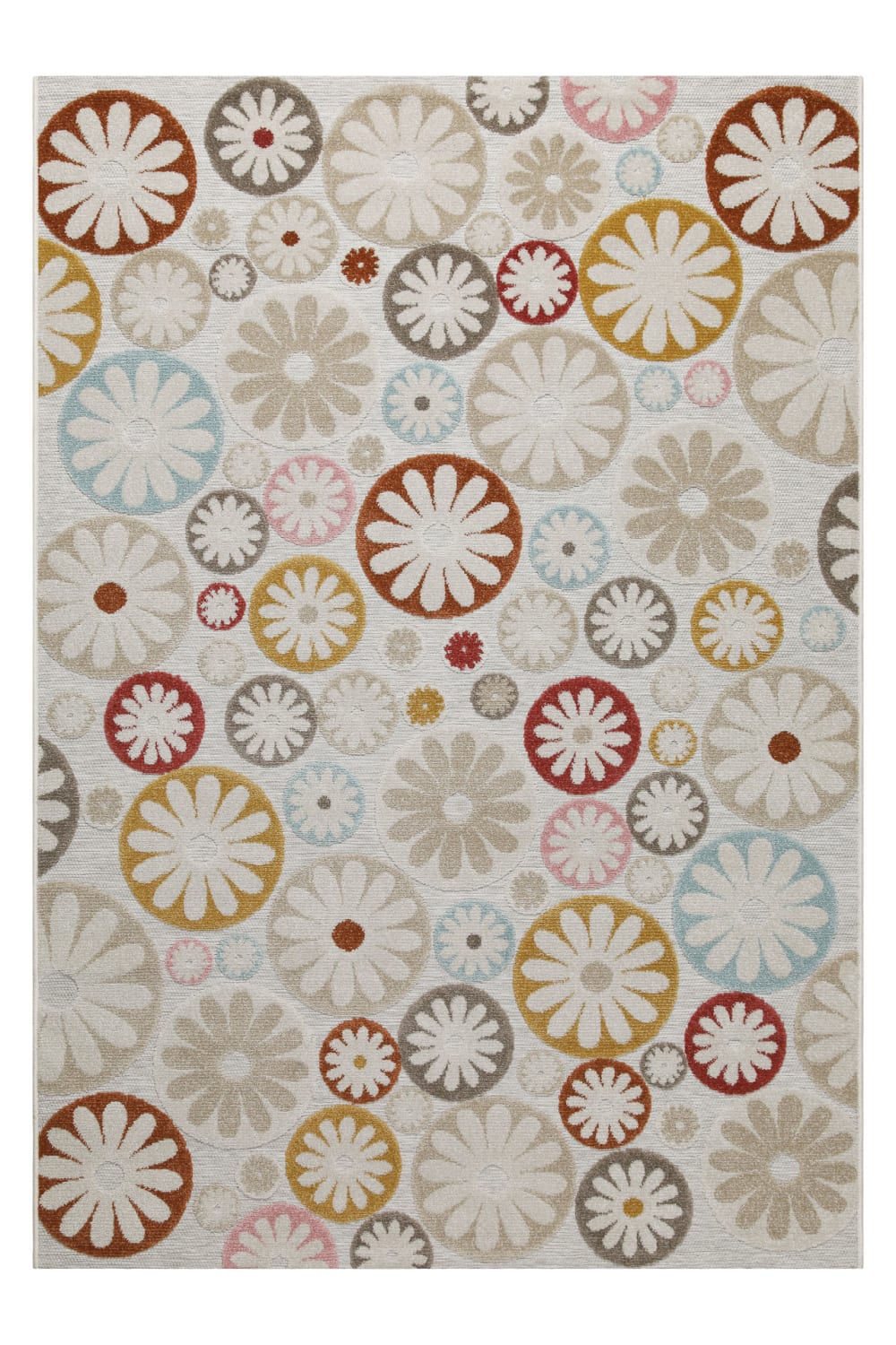 Tapis intérieur/extérieur bohème motif floral pastel 120x170