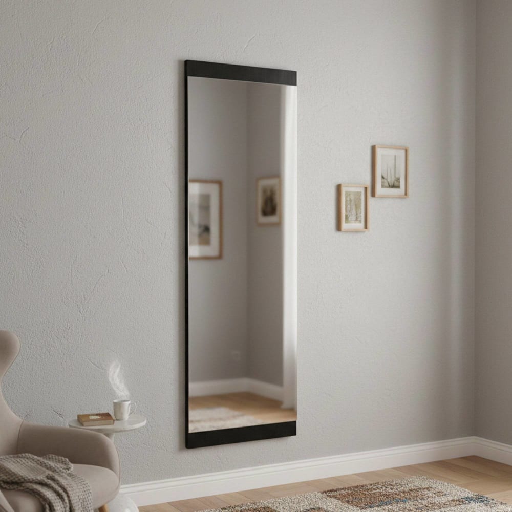 Miroir effet bois noir 40x2h120 cm
