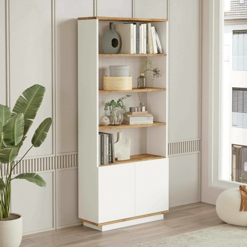 Bibliothèque effet bois beige, blanc 75x27h168 cm - Maisons du Monde