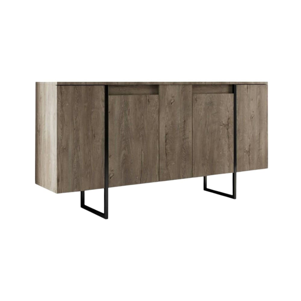Dmora Sideboard in Walnussholzoptik, schwarz 160x35h80 cm style modern Braun
