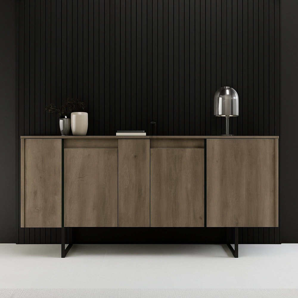 Buffet effet bois beige foncè, noir 160x35h80 cm - Maisons du Monde