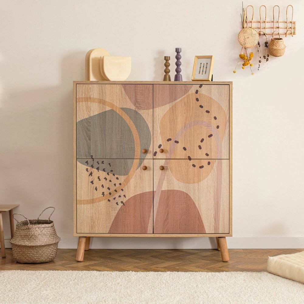 Mehrfarbiges Sideboard in Holzoptik 95x36h111 cm - Maisons Du