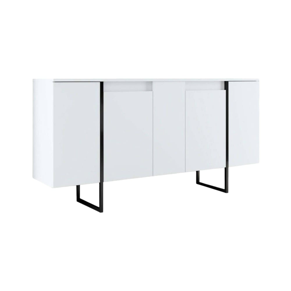Buffet effet bois blanc, noir 160x35h80 cm