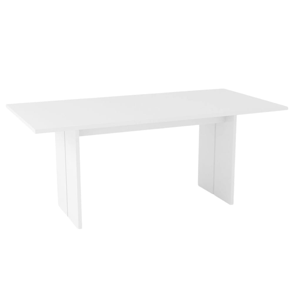 Dmora Fester Tisch in Holzoptik weiß glänzend 160x90h75 cm style modern - Holz