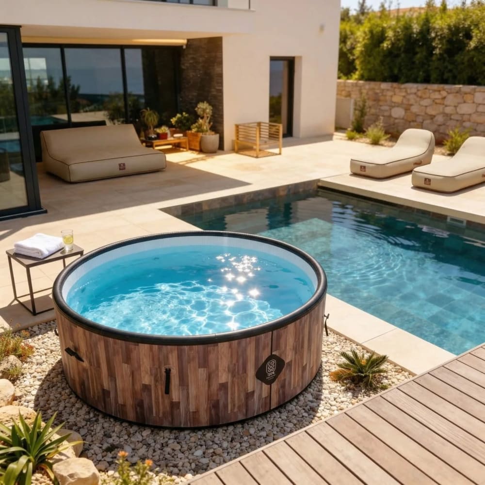 Piscine hors sol gonflable imitation bois 180cm