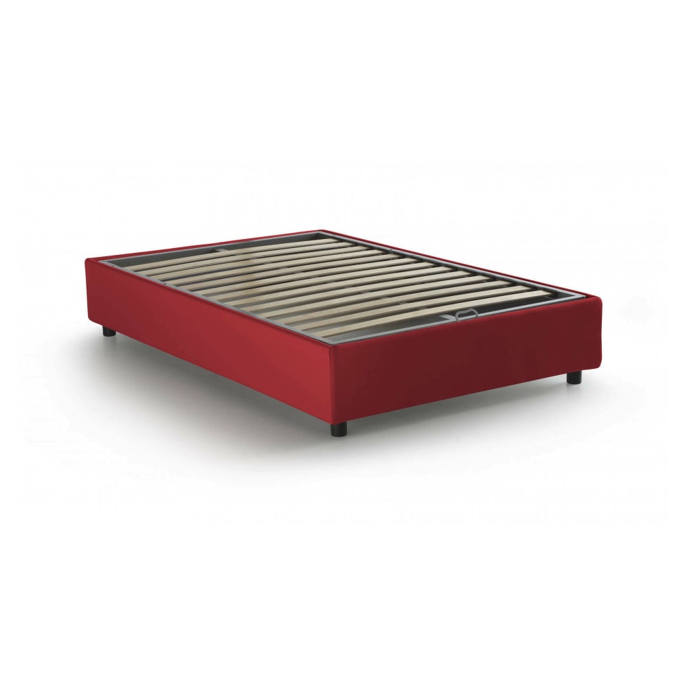Talamo Italia Rotes Doppelbett in Holzoptik 120x190 cm style modern Rot Öko-Tex Zertifikat Holz