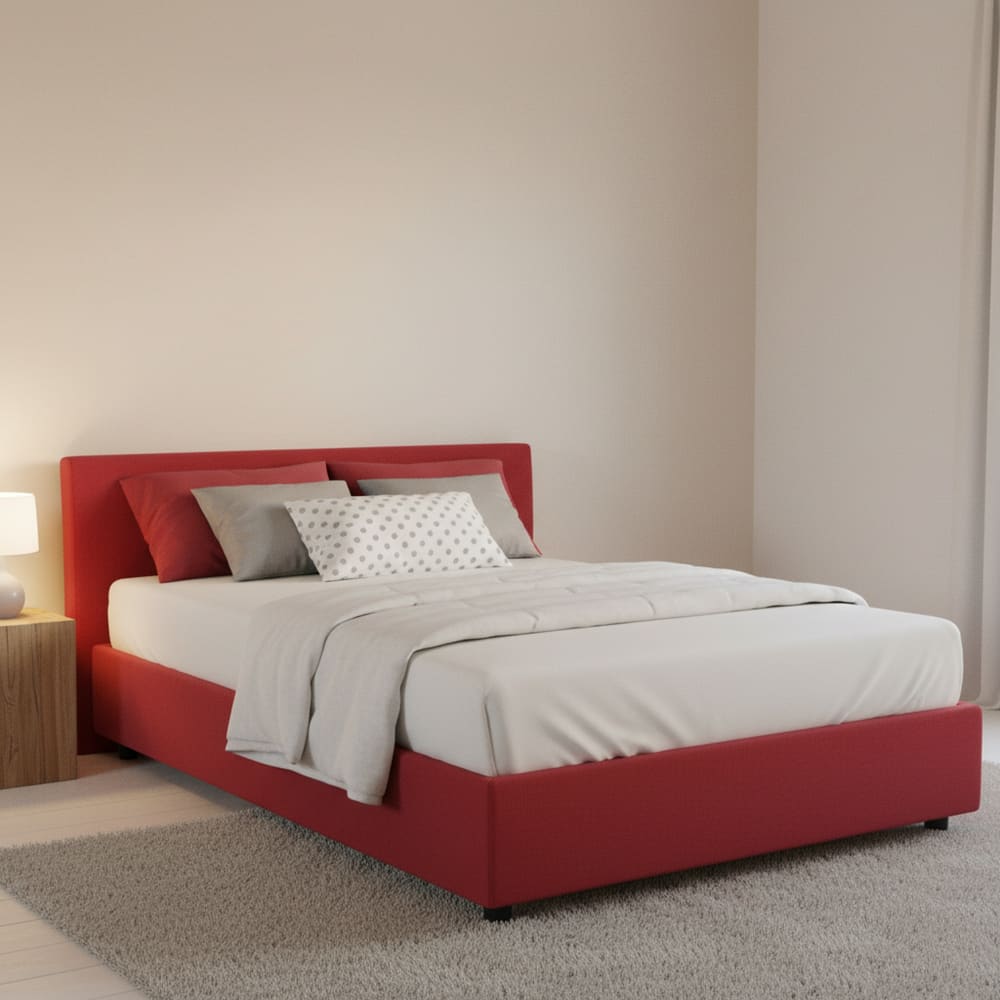 Rotes Doppelbett in Holzoptik 120x190 cm - Maisons Du Monde