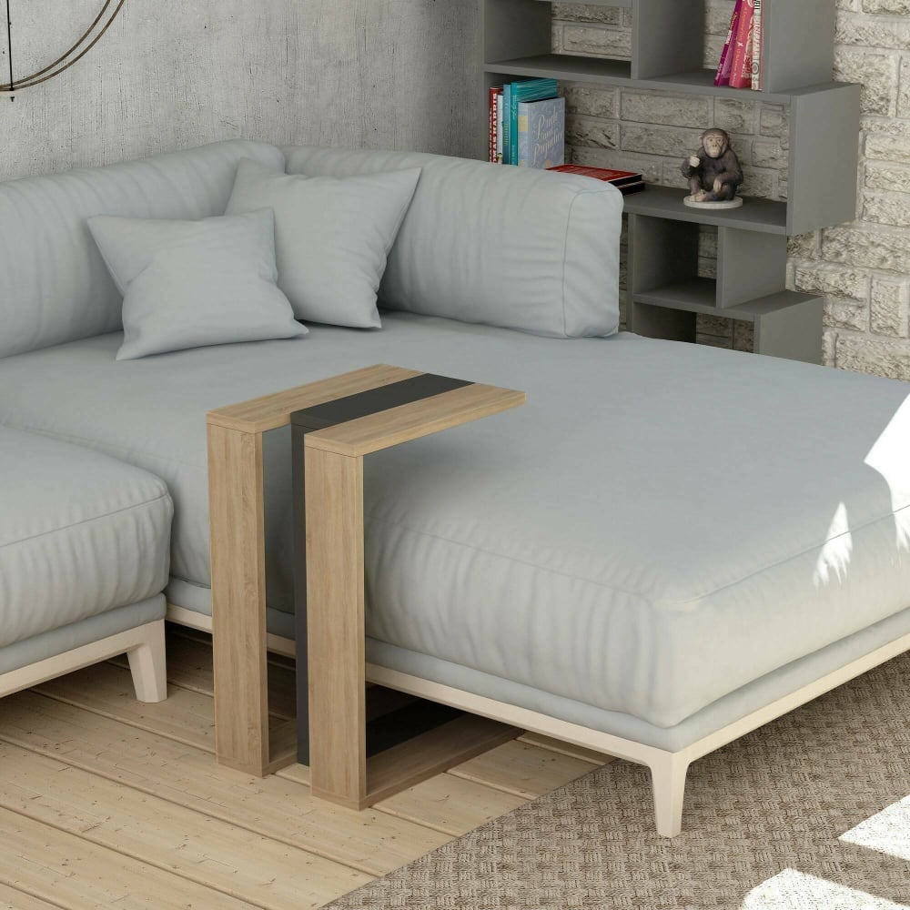 Table basse effet bois beige, anthracite 30x40h57 cm - Maisons du Monde