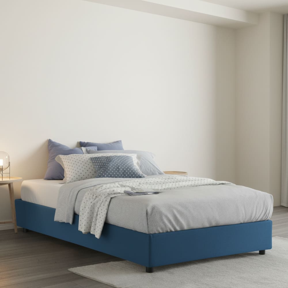 Blaues Doppelbett in Holzoptik 120x190 cm - Maisons Du Monde