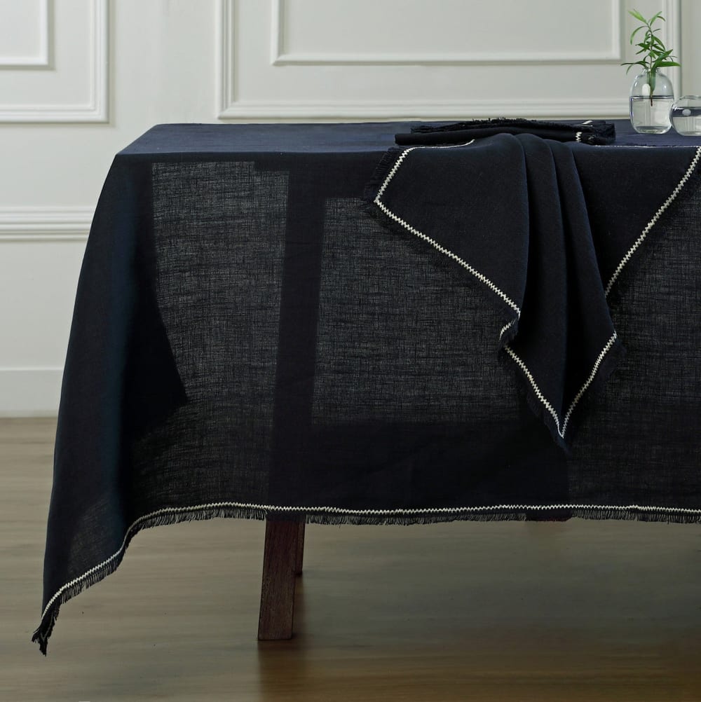 Nappe lin lavé 140x140 fusain & sable Nappe lin lavé 140x140 fusain & sable